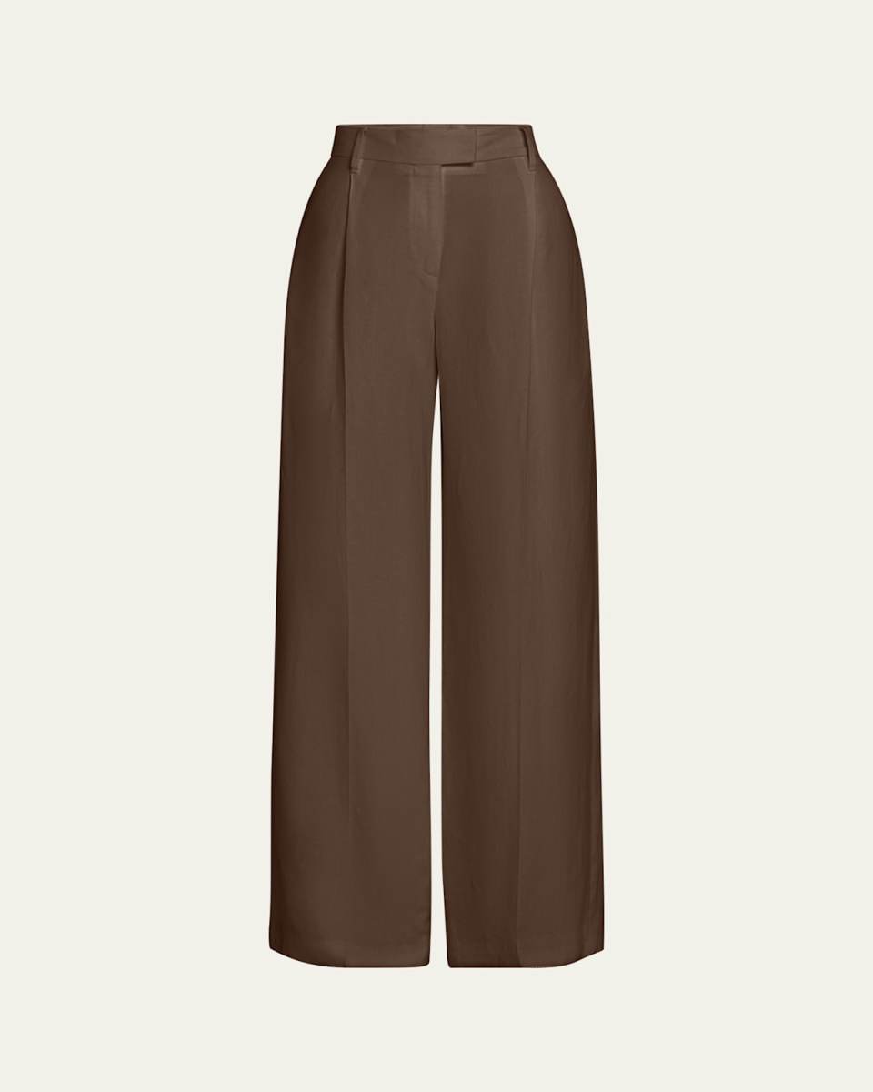 Wide-Leg Fluid Linen Twill Tailored Pants